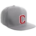 thumbnail image 1 of Daxton Classic Snapback Hat Custom A to Z Initial Varsity Letters, Light Grey Hat White Red Letter C, 1 of 2