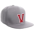 thumbnail image 1 of Daxton Classic Snapback Hat Custom A to Z Initial Varsity Letters, Light Grey Hat White Red Letter V, 1 of 2