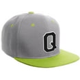 thumbnail image 1 of Daxton Classic Snapback Hat Custom A to Z Initial Varsity Letters, Light Grey Lime Hat White Black Letter Q, 1 of 2