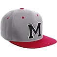 thumbnail image 1 of Daxton Classic Snapback Hat Custom A to Z Initial Varsity Letters, Light Grey Red Hat White Black Letter M, 1 of 3
