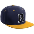 thumbnail image 1 of Daxton Classic Snapback Hat Custom A to Z Initial Varsity Letters, Navy Gold Hat White Black Letter R, 1 of 2