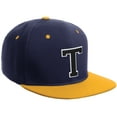 thumbnail image 1 of Daxton Classic Snapback Hat Custom A to Z Initial Varsity Letters, Navy Gold Hat White Black Letter T, 1 of 2