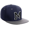 thumbnail image 1 of Daxton Classic Snapback Hat Custom A to Z Initial Varsity Letters, Navy Light Grey Hat White Black Letter M, 1 of 2