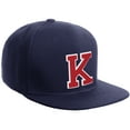 thumbnail image 1 of Daxton Classic Snapback Hat Custom A to Z Initial Varsity Letters, Navy Navy Hat White Red Letter K, 1 of 2