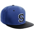thumbnail image 1 of Daxton Classic Snapback Hat Custom A to Z Initial Varsity Letters, Royal Black Hat White Black Letter S, 1 of 1