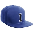 thumbnail image 1 of Daxton Classic Snapback Hat Custom A to Z Initial Varsity Letters, Royal Royal Hat White Black Letter I, 1 of 2