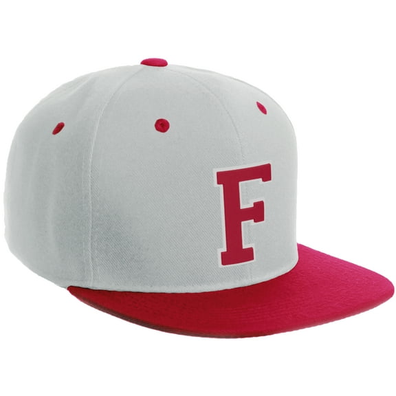 Daxton Classic Snapback Hat Custom A to Z Initial Varsity Letters, White Red Hat White Red Letter F