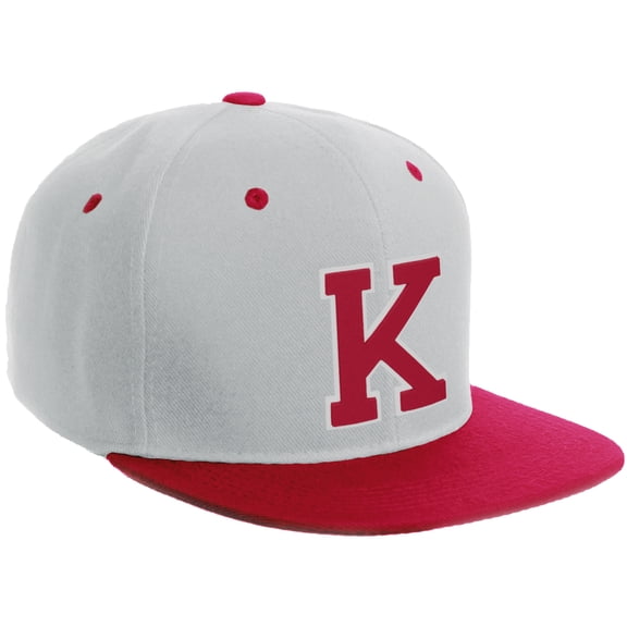 Daxton Classic Snapback Hat Custom A to Z Initial Varsity Letters, White Red Hat White Red Letter K