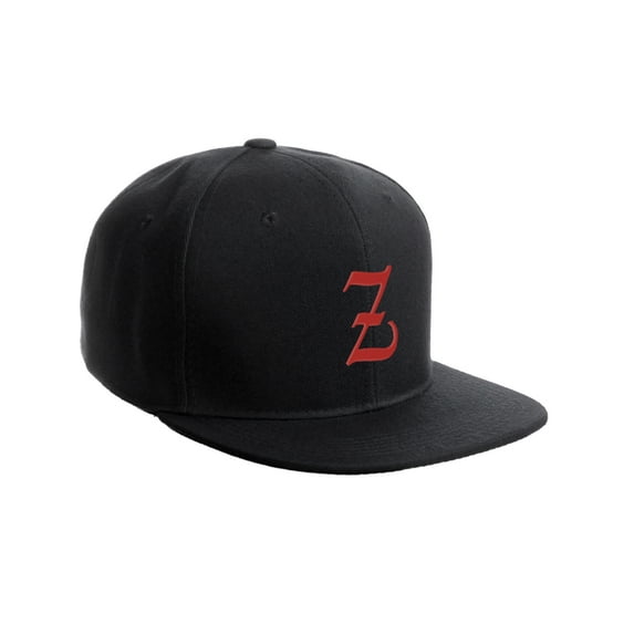 Daxton Classic Snapback Hat Old English Font Alphabet A to Z Flat Bill Visor Cap, Black Hat, Red Z