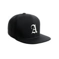 thumbnail image 1 of Daxton Classic Snapback Hat Old English Font Alphabet A to Z Flat Bill Visor Cap, Black Hat, White A, 1 of 3