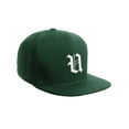 thumbnail image 1 of Daxton Classic Snapback Hat Old English Font Alphabet A to Z Flat Bill Visor Cap, Dark Green Hat, White U, 1 of 4
