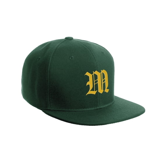 Daxton Classic Snapback Hat Old English Font Alphabet A to Z Flat Bill Visor Cap, Hunter Hat, Gold M