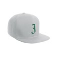 thumbnail image 1 of Daxton Classic Snapback Hat Old English Font Alphabet A to Z Flat Bill Visor Cap, White Hat, Green J, 1 of 3