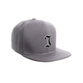 thumbnail image 1 of Daxton Classic Snapback Old English A to Z Numbers Initials Flat Bill Visor Cap-Light Grey Hat, Letter I, 1 of 3