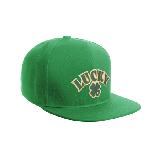 Daxton Classic Snapback St.Patrick Day 3D Lucky Clover Flat Bill Visor Cap, Lucky Clover Kelly Green Hat