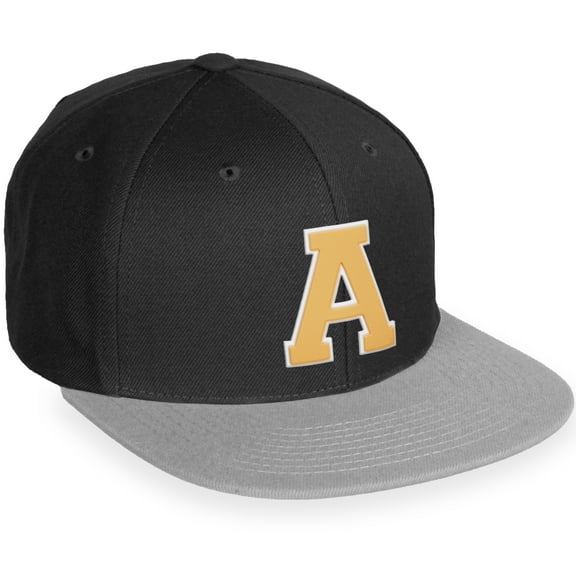 Daxton Classic Snapback White Neon Orange A to Z Letters Flat Bill Visor Cap-Black Grey Hat, Letter A