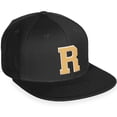 thumbnail image 1 of Daxton Classic Snapback White Neon Orange A to Z Letters Flat Bill Visor Cap-Black Hat, Letter R, 1 of 2