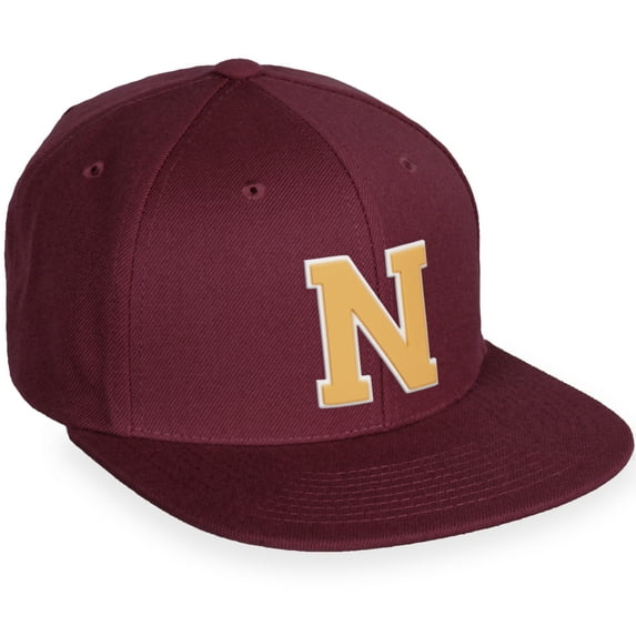 Daxton Classic Snapback White Neon Orange A to Z Letters Flat Bill Visor Cap-Burgundy Hat, Letter N