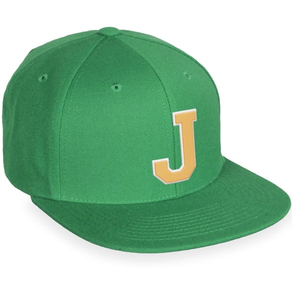 Daxton Classic Snapback White Neon Orange A to Z Letters Flat Bill Visor Cap-Kelly Hat, Letter J
