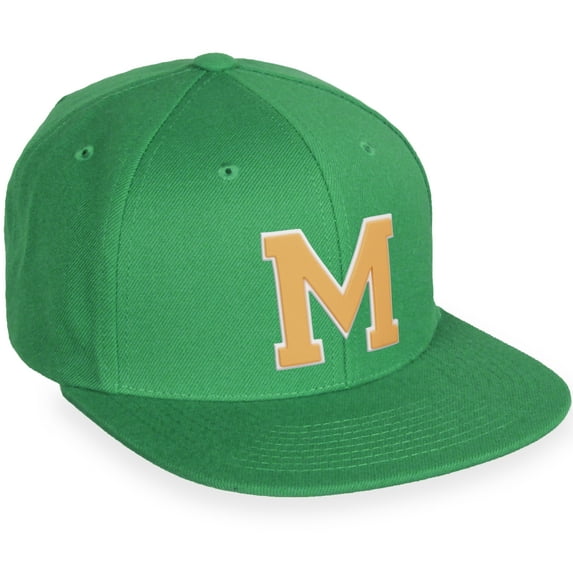 Daxton Classic Snapback White Neon Orange A to Z Letters Flat Bill Visor Cap-Kelly Hat, Letter M