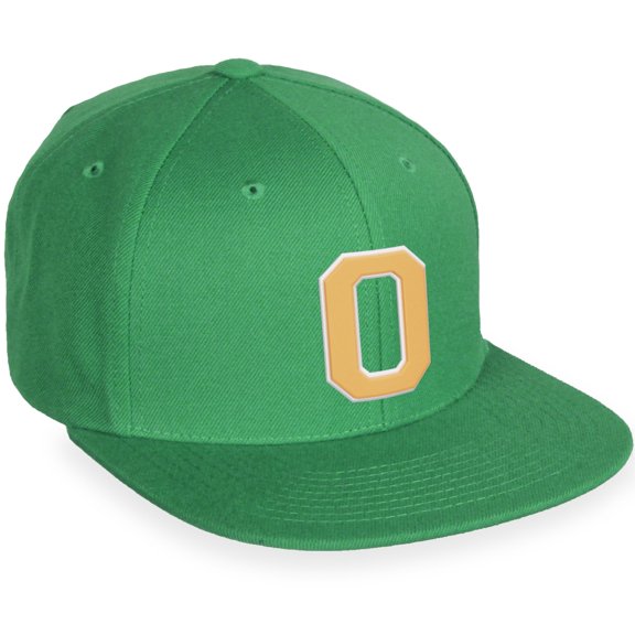 Daxton Classic Snapback White Neon Orange A to Z Letters Flat Bill Visor Cap-Kelly Hat, Letter O