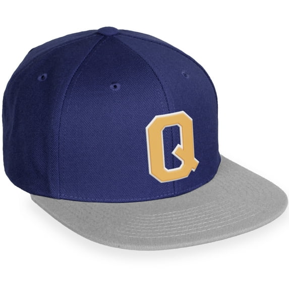 Daxton Classic Snapback White Neon Orange A to Z Letters Flat Bill Visor Cap-Navy Grey Hat, Letter Q