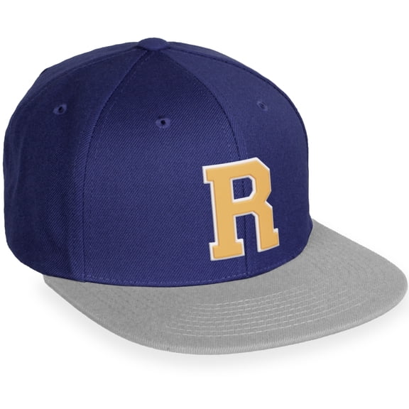 Daxton Classic Snapback White Neon Orange A to Z Letters Flat Bill Visor Cap-Navy Grey Hat, Letter R