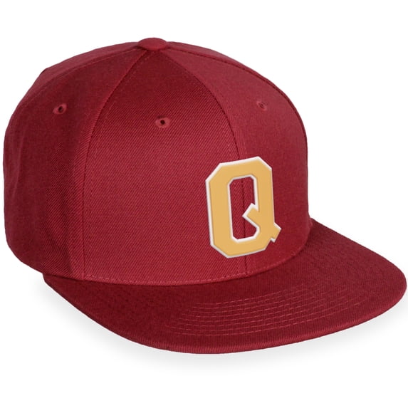 Daxton Classic Snapback White Neon Orange A to Z Letters Flat Bill Visor Cap-Red Hat, Letter Q