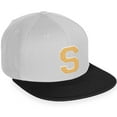 thumbnail image 1 of Daxton Classic Snapback White Neon Orange A to Z Letters Flat Bill Visor Cap-White Black Hat, Letter S, 1 of 2