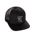 thumbnail image 1 of Daxton Classsic Baseball Trucker Hat Old English A to Z Letters Numbers Structured Mid Profile Cap, Black Hat, Letter T, 1 of 1