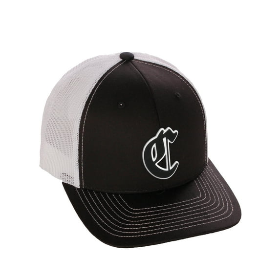 Daxton Classsic Baseball Trucker Hat Old English A to Z Letters Numbers Structured Mid Profile Cap, Black White Hat, Letter C