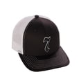 thumbnail image 1 of Daxton Classsic Baseball Trucker Hat Old English A to Z Letters Numbers Structured Mid Profile Cap, Black White Hat, Number 7, 1 of 1