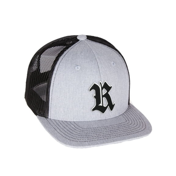 Daxton Classsic Baseball Trucker Hat Old English A to Z Letters Numbers Structured Mid Profile Cap, Hgrey Black Hat, Letter R