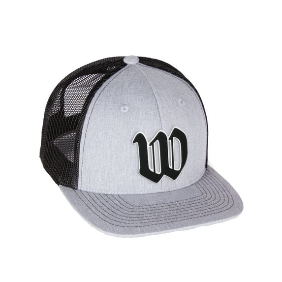 Daxton Classsic Baseball Trucker Hat Old English A to Z Letters Numbers Structured Mid Profile Cap, Hgrey Black Hat, Letter W