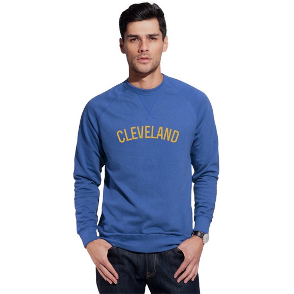 Daxton Cleveland Sweatshirt Athletic Fit Pullover Crewneck French Terry Fabric, Slate Sweatshirt Gold Letters, 3XL