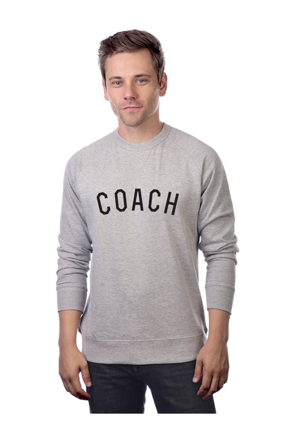 Coach Sweatshirt Athletic Fit Pullover Crewneck French Terry Fabric - HthGrey Sweatshirt Black Letter, M