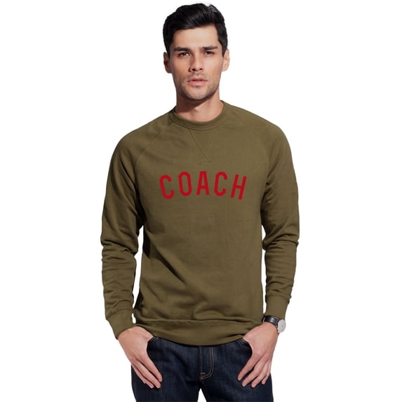 Daxton Coach Sweatshirt Athletic Fit Pullover Crewneck French Terry Fabric - Olive Sweatshirt Red Letter, L