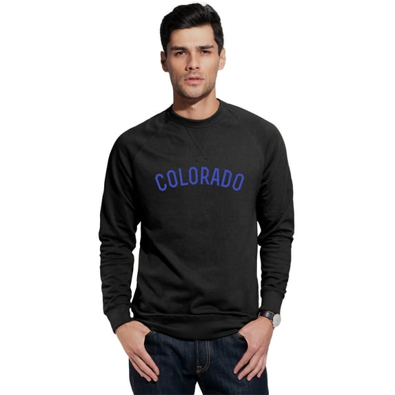 Daxton Colorado Sweatshirt Athletic Fit Pullover Crewneck French Terry Fabric, Black Sweatshirt Royal Letters, 2XL
