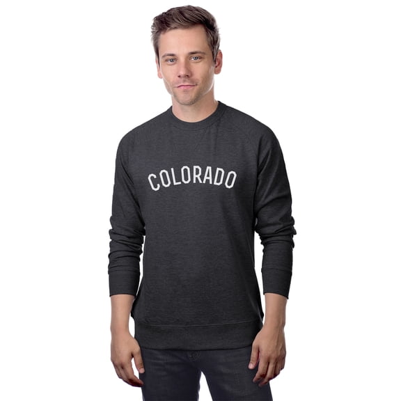 Daxton Colorado Sweatshirt Athletic Fit Pullover Crewneck French Terry Fabric, HthCharcoal Sweatshirt White Letters, 1XL