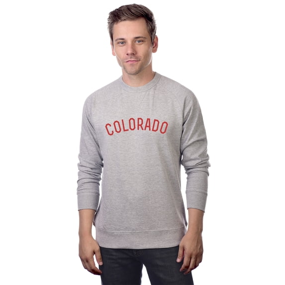Daxton Colorado Sweatshirt Athletic Fit Pullover Crewneck French Terry Fabric, HthGrey Sweatshirt Red Letters, 1XL