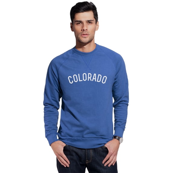Daxton Colorado Sweatshirt Athletic Fit Pullover Crewneck French Terry Fabric, Slate Sweatshirt White Letters, 2XL