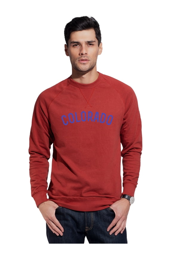 Colorado Sweatshirt Athletic Fit Pullover Crewneck French Terry Fabric, Spice Sweatshirt Royal Letters, M