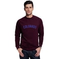 thumbnail image 1 of Daxton Colorado Sweatshirt Athletic Fit Pullover Crewneck French Terry Fabric, Wine Sweatshirt Royal Letters, S, 1 of 3