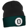 thumbnail image 1 of Daxton Custom A to Z Initial Letters Cuff Hat Beanie Warm Knit Skull Cap, Black DkGreen Letter O, 1 of 2