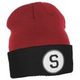thumbnail image 1 of Daxton Custom A to Z Initial Letters Cuff Hat Beanie Warm Knit Skull Cap, Red Black Letter S, 1 of 4