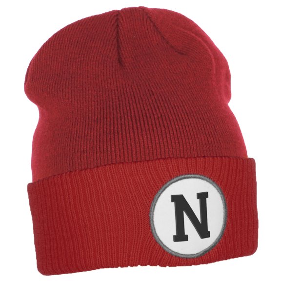 Daxton Custom A to Z Initial Letters Cuff Hat Beanie Warm Knit Skull Cap, Red Letter N