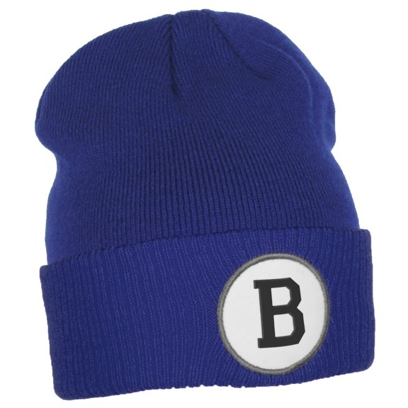 Daxton Custom A to Z Initial Letters Cuff Hat Beanie Warm Knit Skull Cap, Royal Letter B