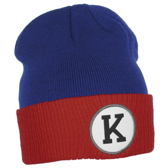 Daxton Custom A to Z Initial Letters Cuff Hat Beanie Warm Knit Skull Cap, Royal Red Letter K