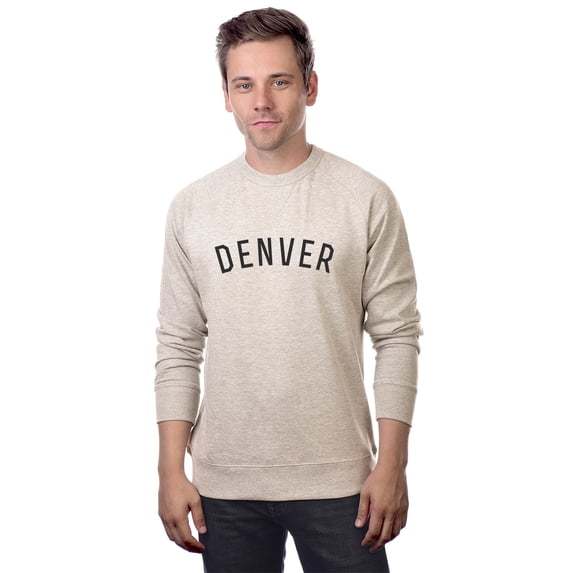 Daxton Denver Sweatshirt Athletic Fit Pullover Crewneck French Terry Fabric, Oat Sweatshirt Black Letters, 3XL