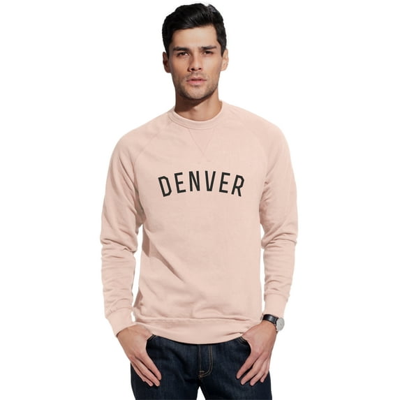 Daxton Denver Sweatshirt Athletic Fit Pullover Crewneck French Terry Fabric, Peach Sweatshirt Black Letters, S
